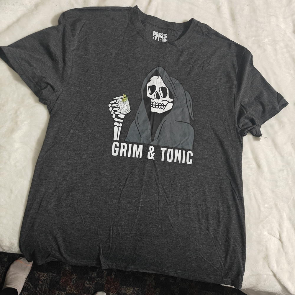 Press Start Grim & Tonic Graphic Tee - Dark Gray